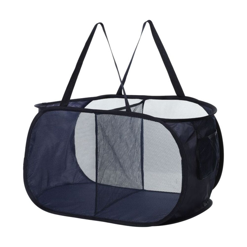 1 Pc 75L Folding Laundry Basket Portable Hamper Navy Blue